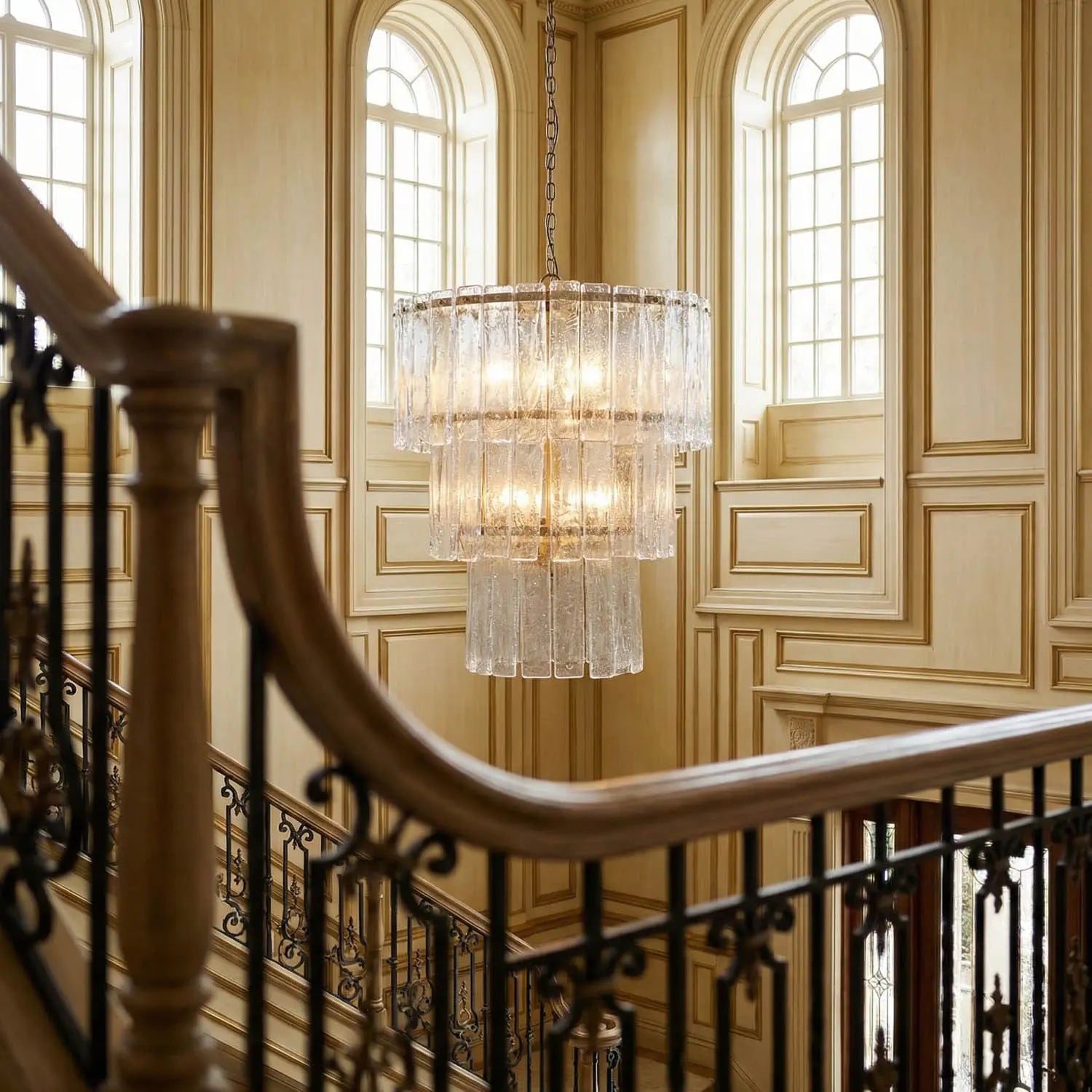 Noir Bruna Chandelier, Small, Metal With Brass Finish