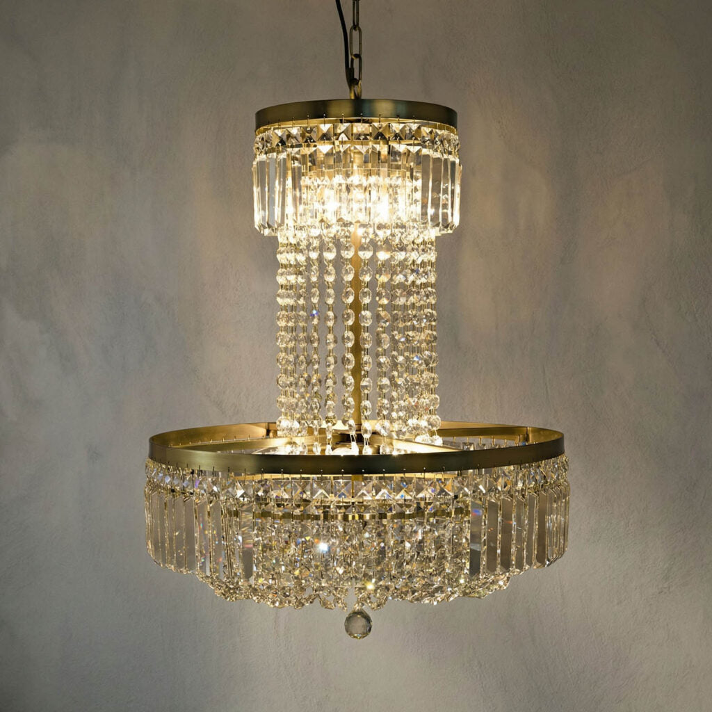 Noir St. Petersburg Chandelier, Antique Brass And Glass