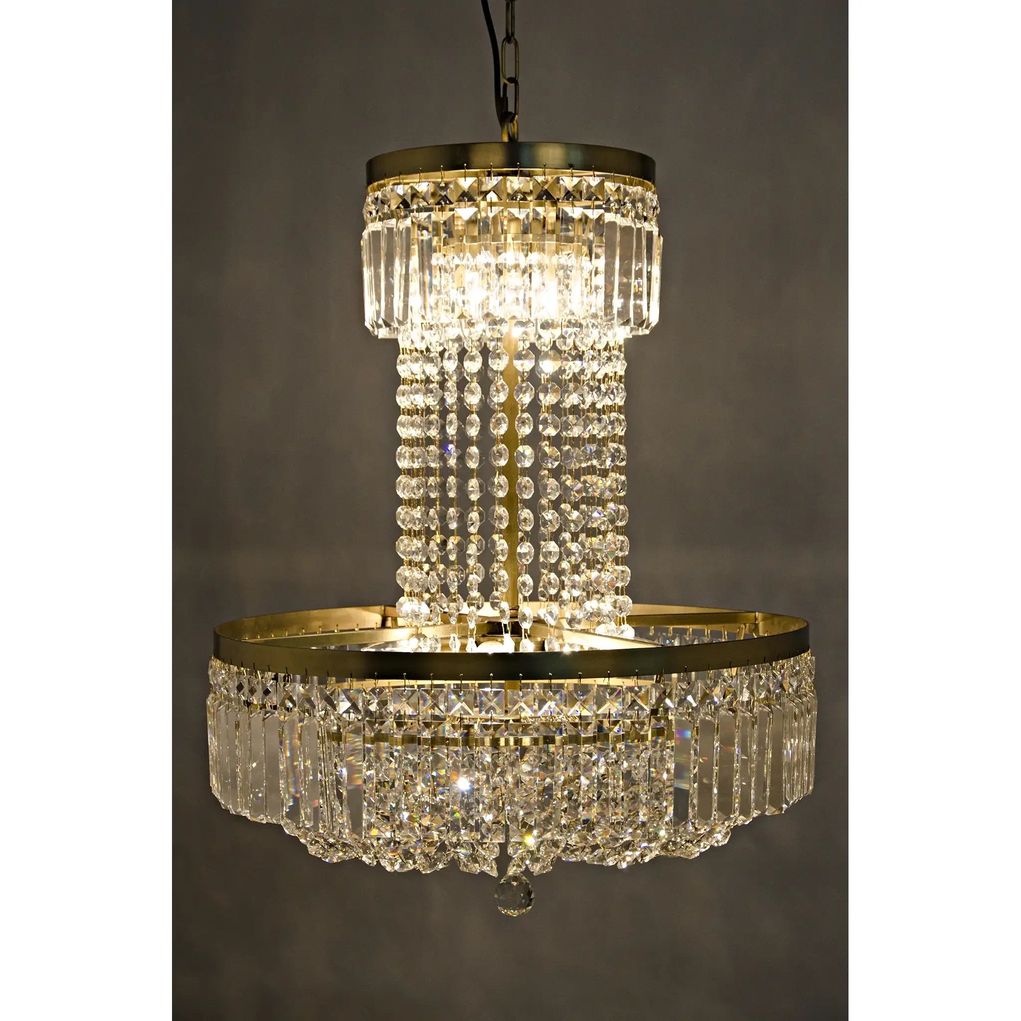 Noir St. Petersburg Chandelier, Antique Brass And Glass