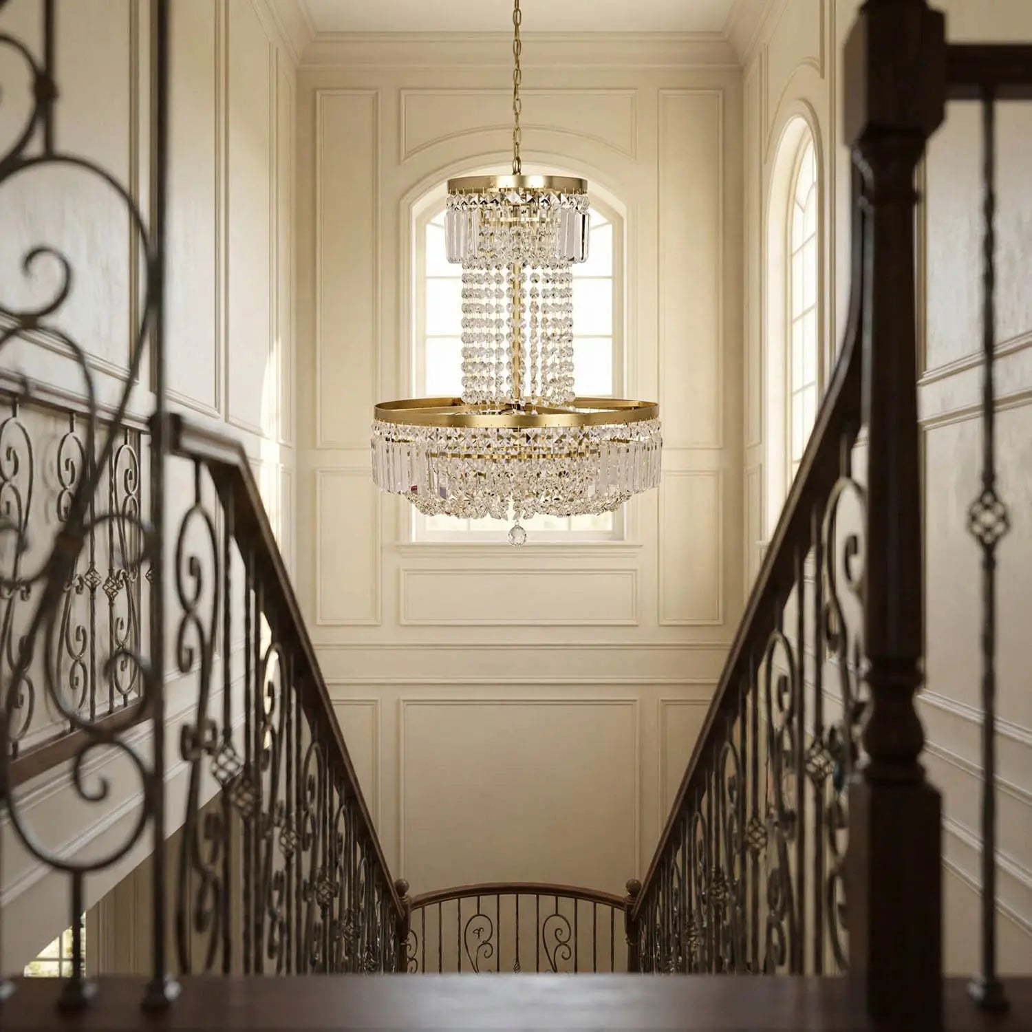 Noir St. Petersburg Chandelier, Antique Brass And Glass