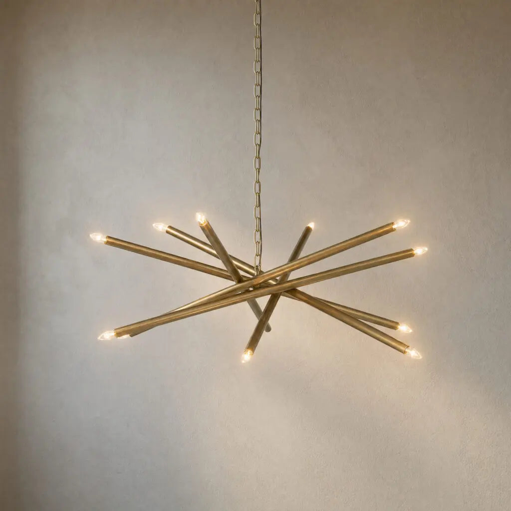 Noir Ikram Chandelier, Metal With Brass Finish