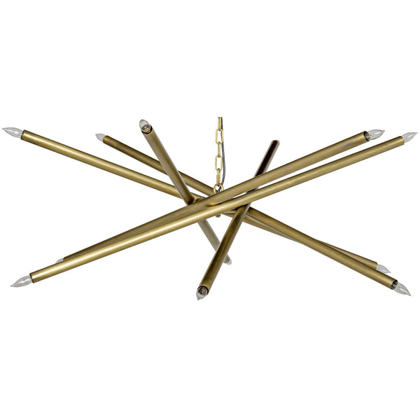 Noir Ikram Chandelier, Metal With Brass Finish