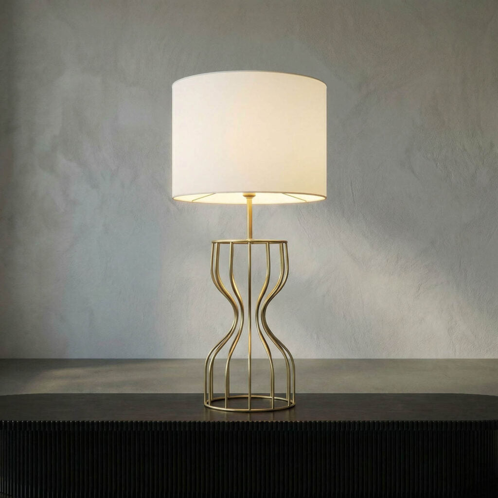 Noir Perry Table Lamp With Shade, Metal With Brass Finish