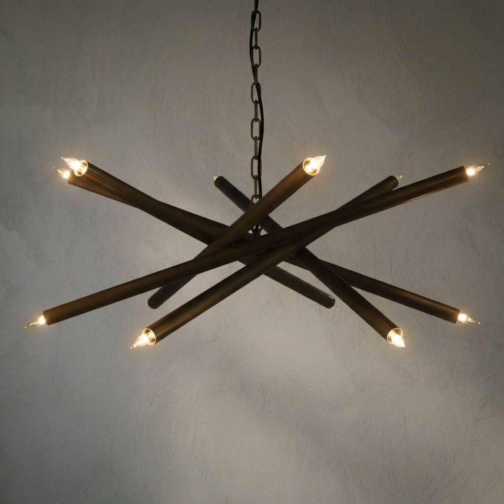 Noir Ikram Chandelier, Small, Metal With Brass Finish