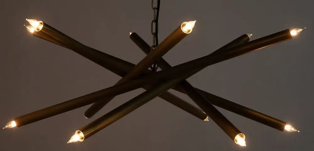 Noir Ikram Chandelier, Small, Metal With Brass Finish