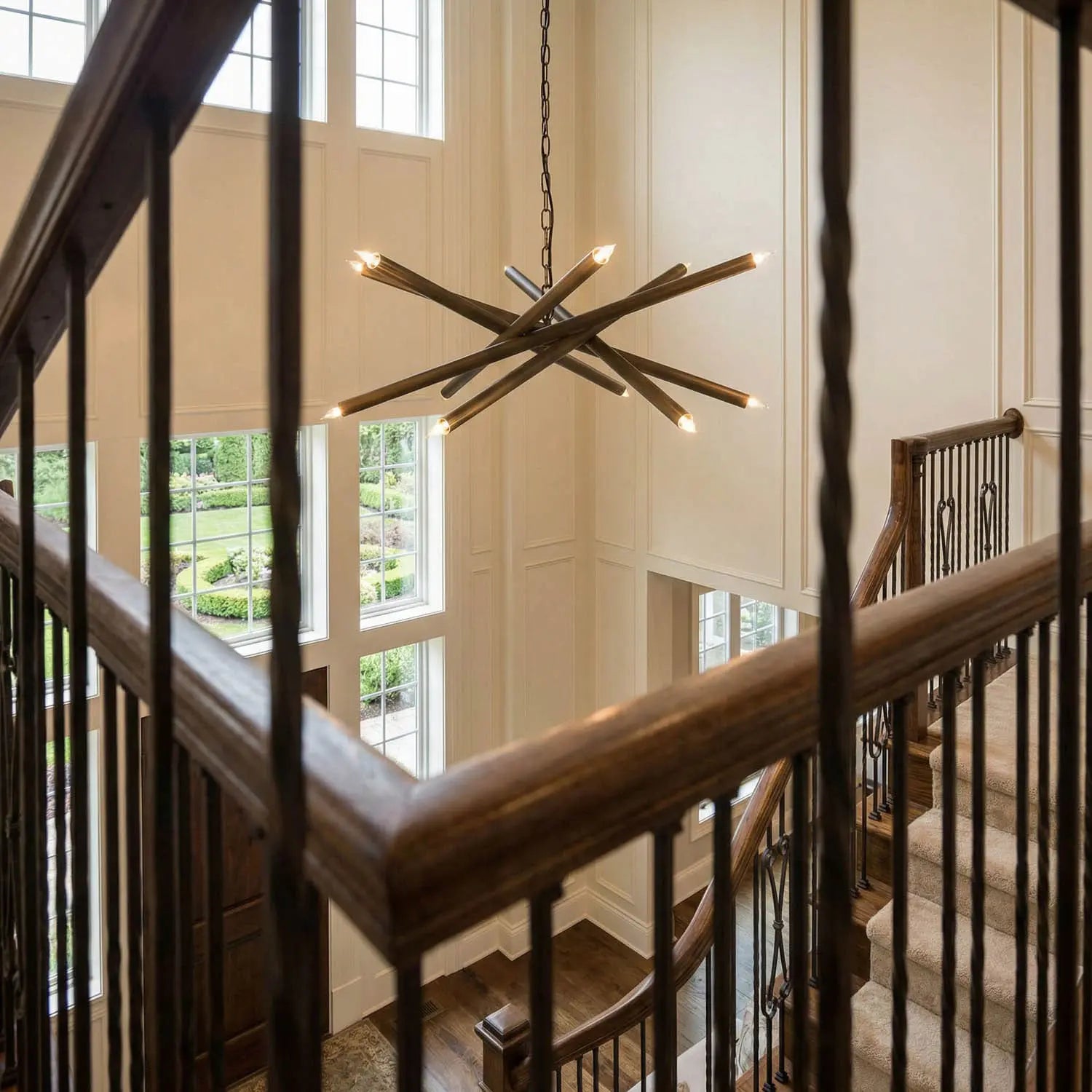 Noir Ikram Chandelier, Small, Metal With Brass Finish