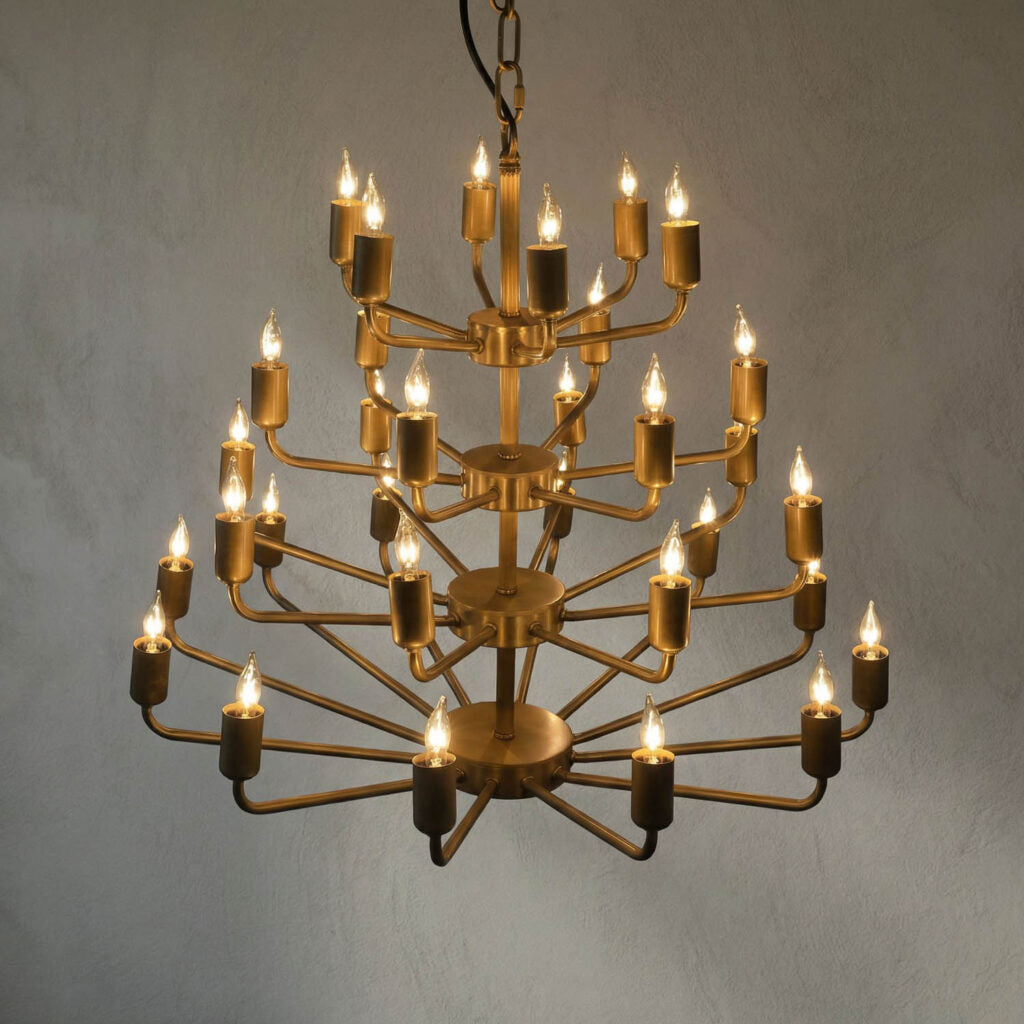 Noir Montoro Chandelier, Antique Brass