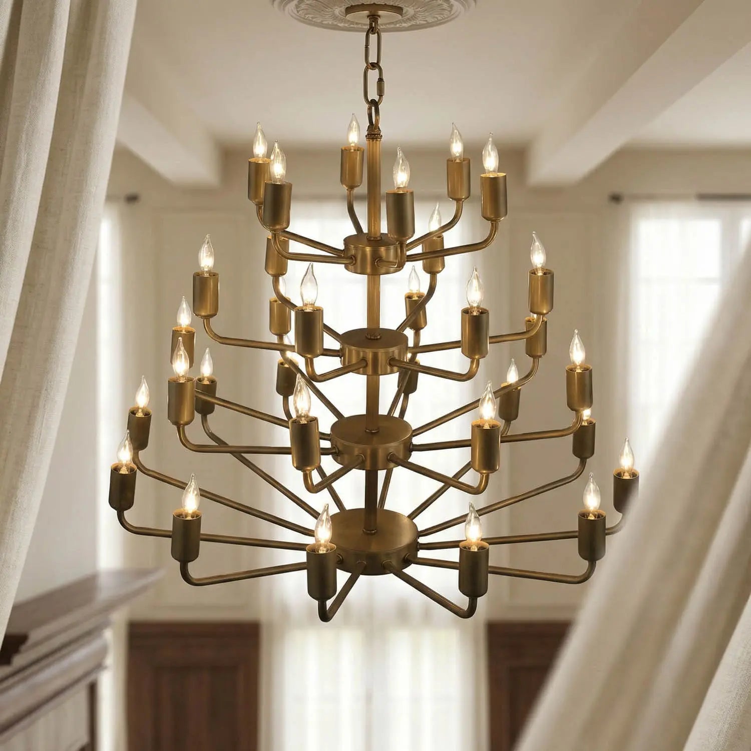 Noir Montoro Chandelier, Antique Brass