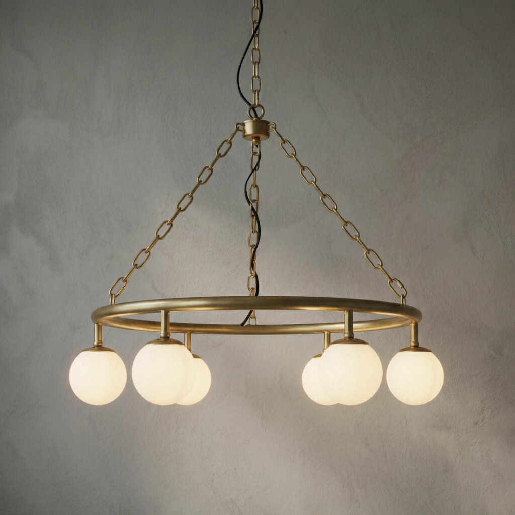 Noir Modena Chandelier, Small, Metal With Brass Finish