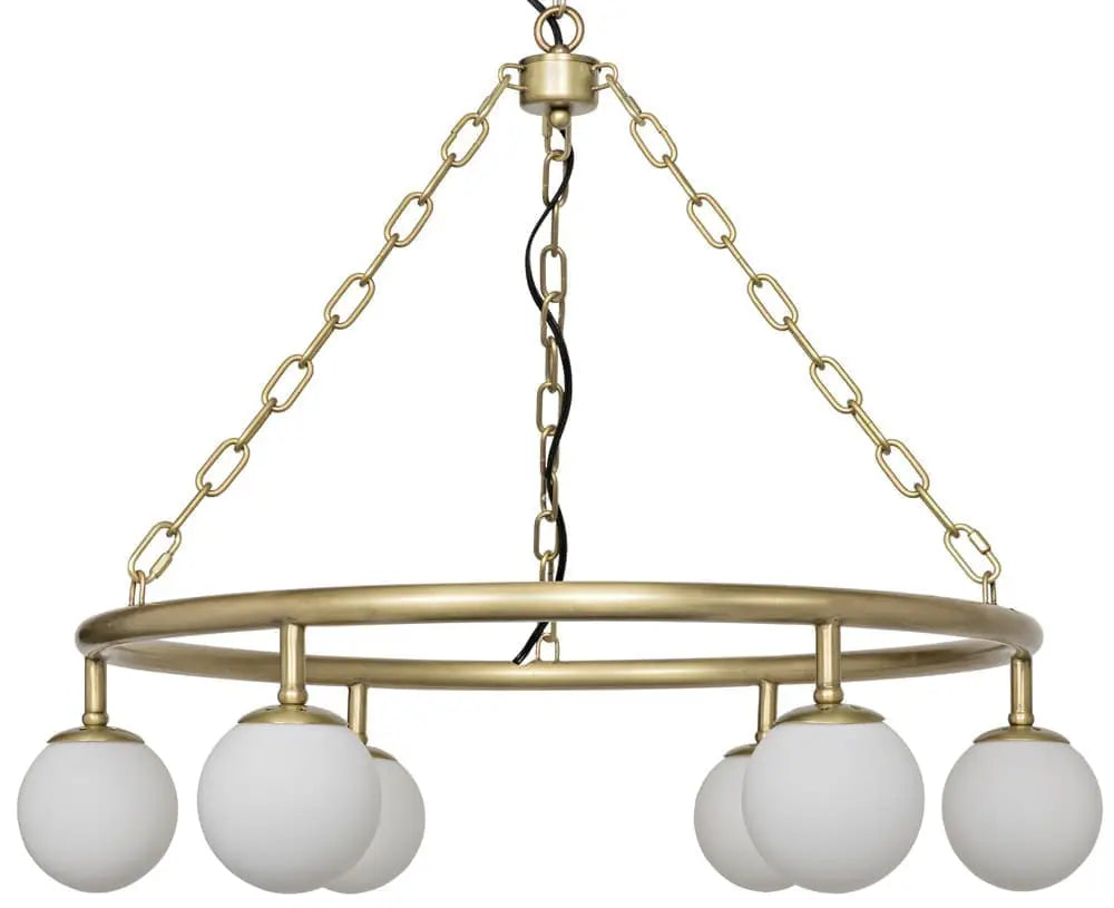 Noir Modena Chandelier, Small, Metal With Brass Finish