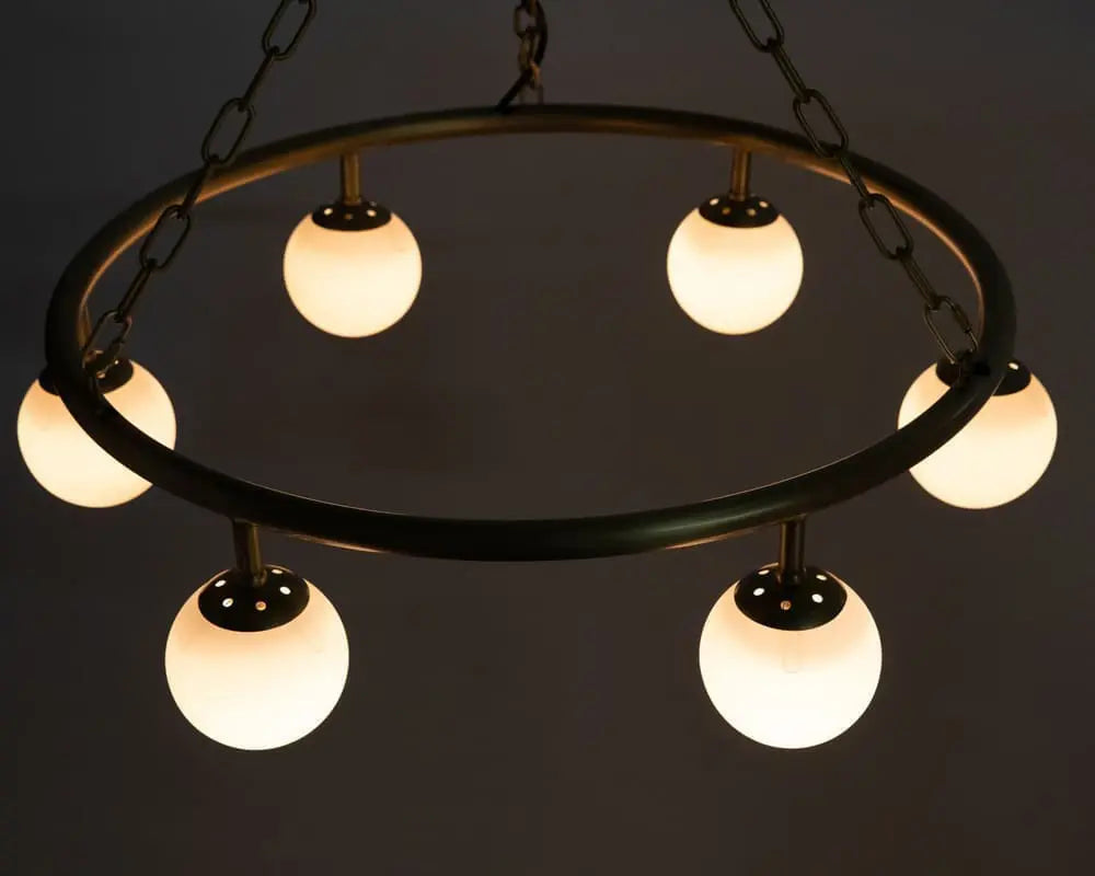 Noir Modena Chandelier, Small, Metal With Brass Finish