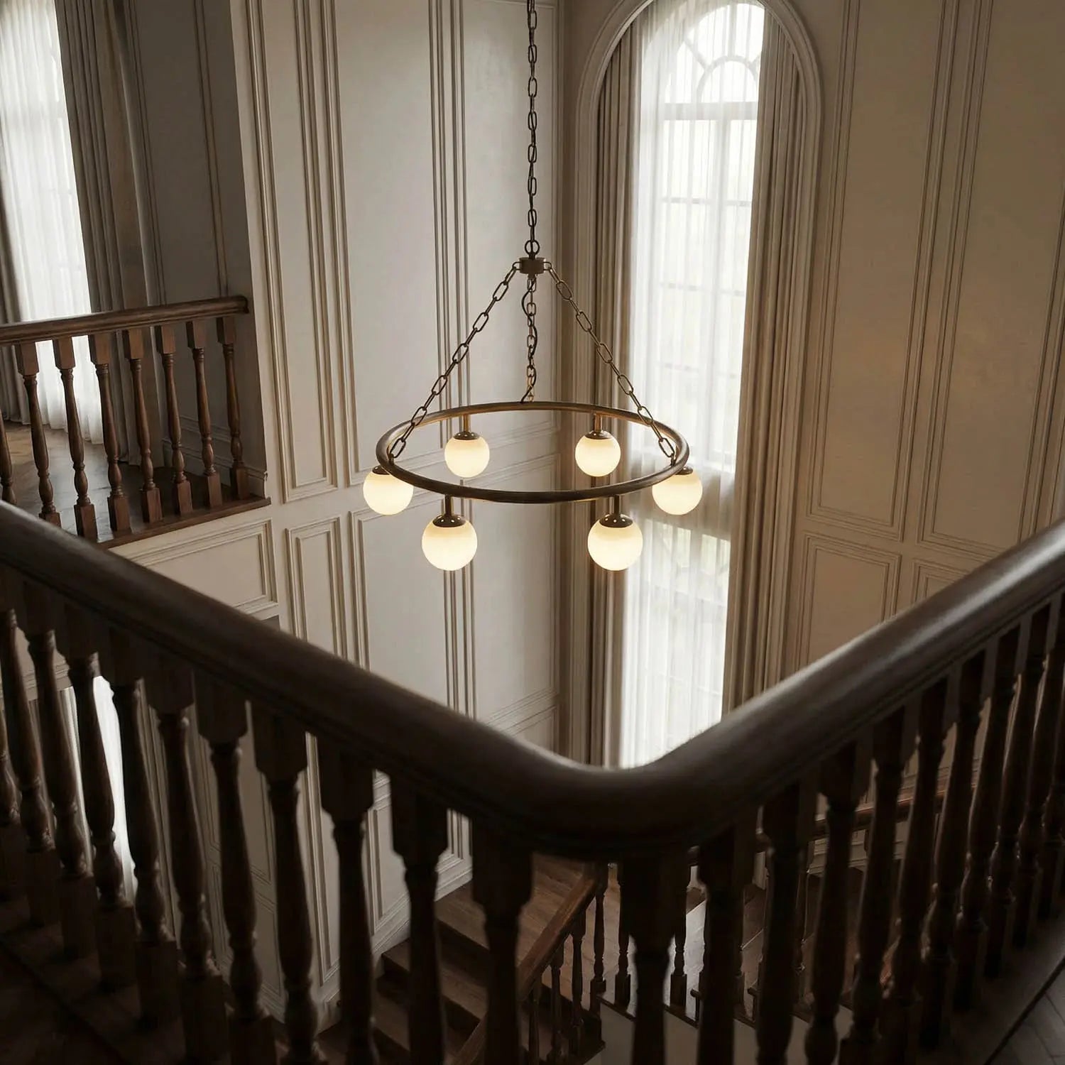 Noir Modena Chandelier, Small, Metal With Brass Finish