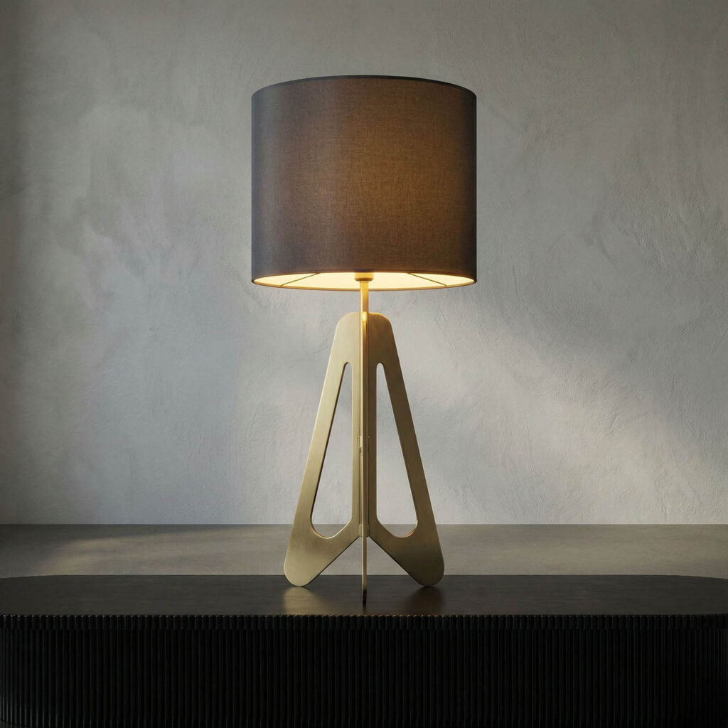 Noir Candis Lamp With Black Shade, Metal With Brass Finish