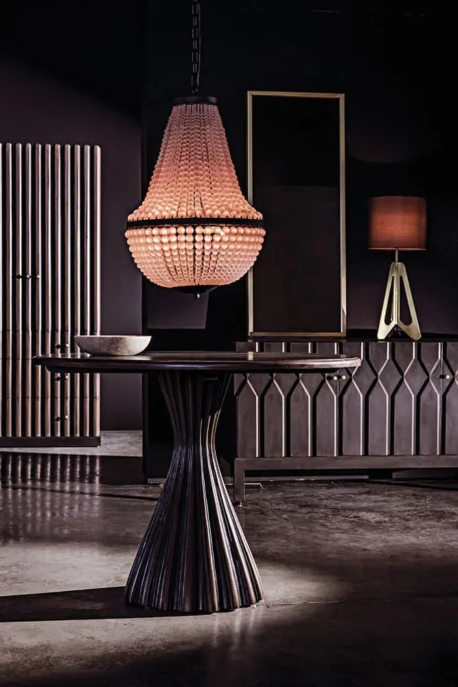 Noir Candis Lamp With Black Shade, Metal With Brass Finish