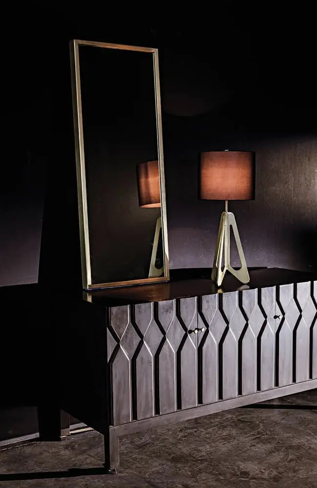 Noir Candis Lamp With Black Shade, Metal With Brass Finish
