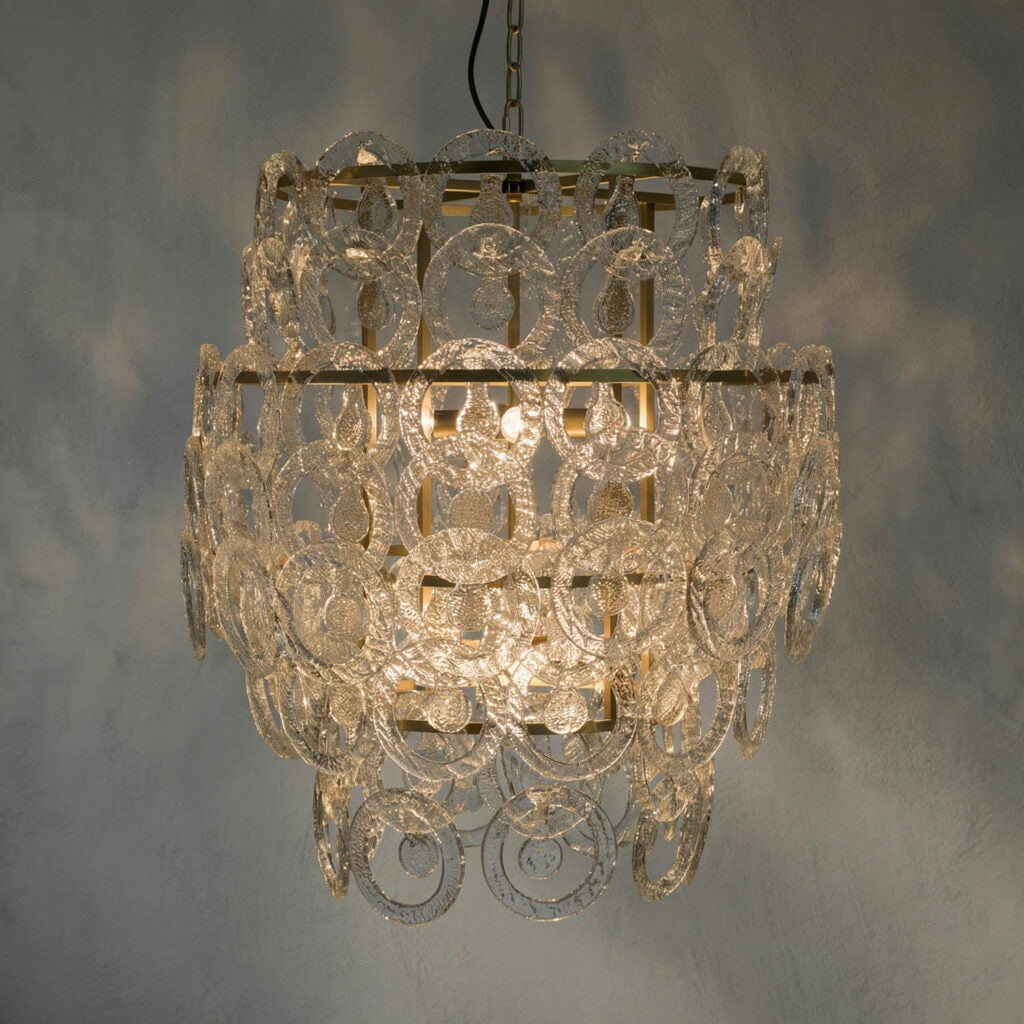 Noir Quebec Chandelier, Metal With Brass Finish