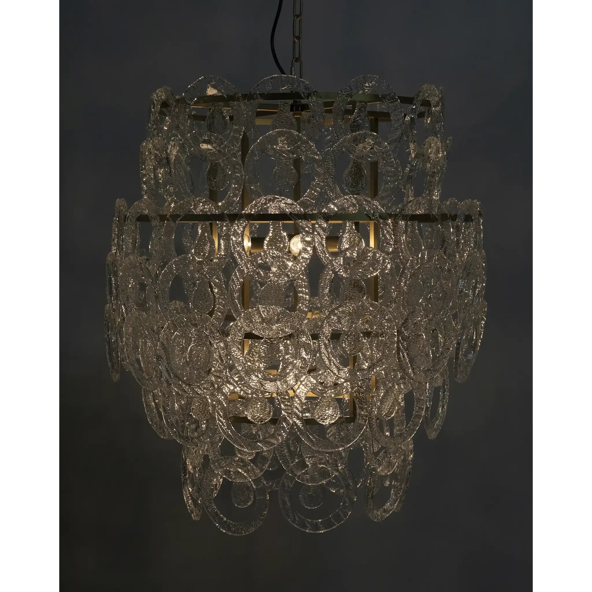Noir Quebec Chandelier, Metal With Brass Finish