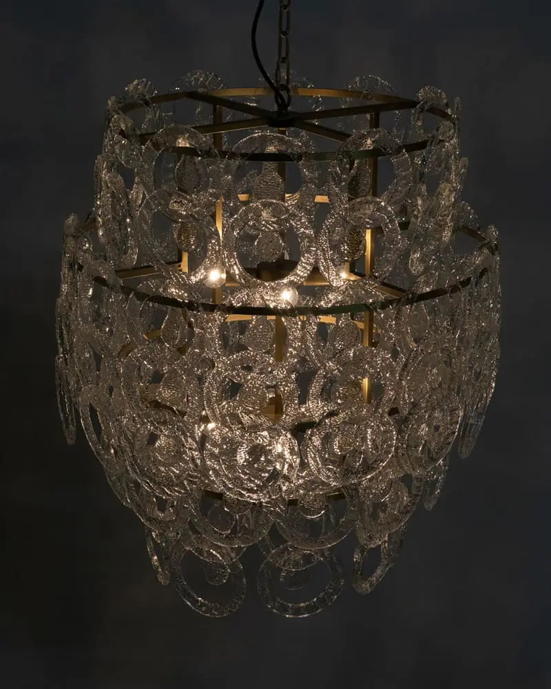 Noir Quebec Chandelier, Metal With Brass Finish