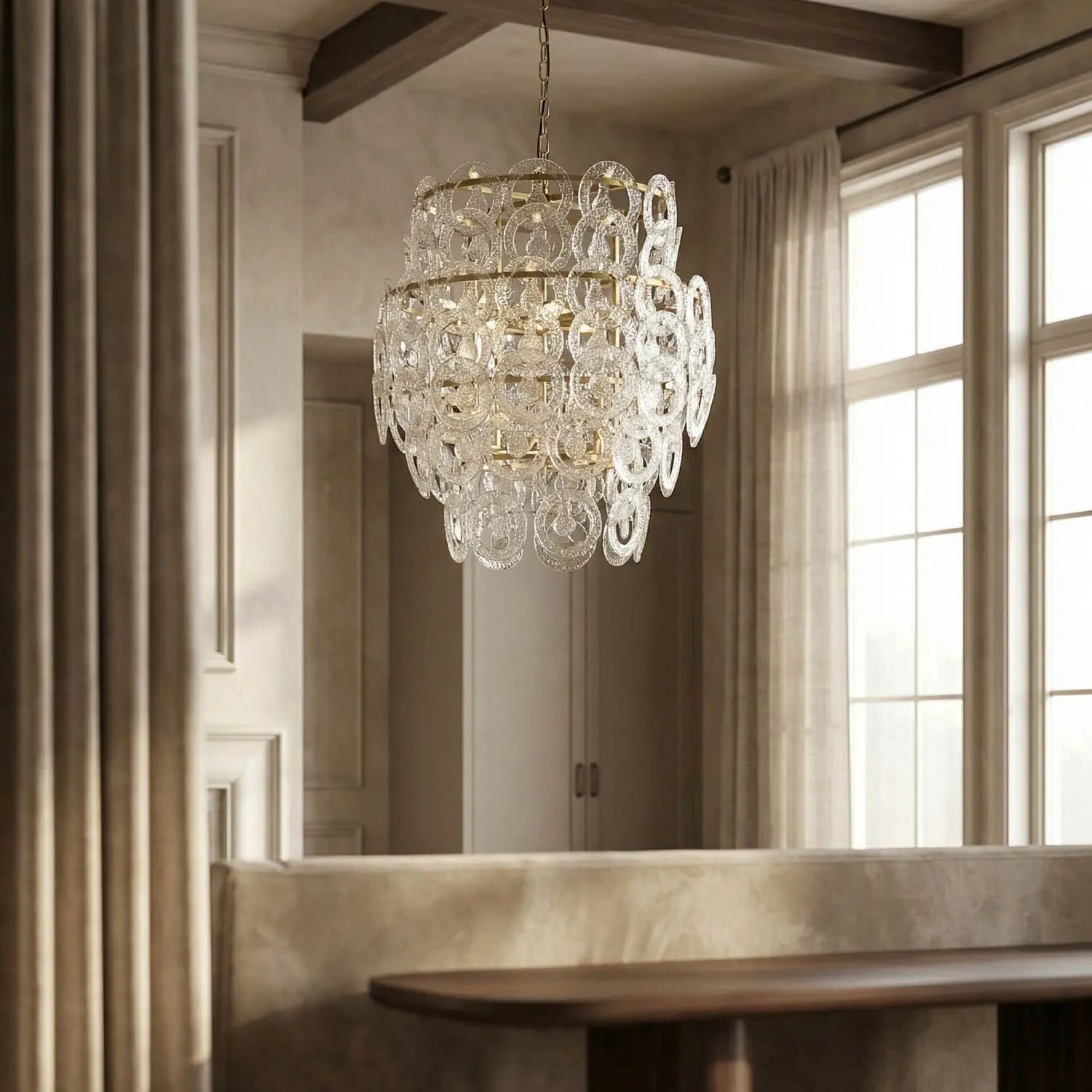 Noir Quebec Chandelier, Metal With Brass Finish