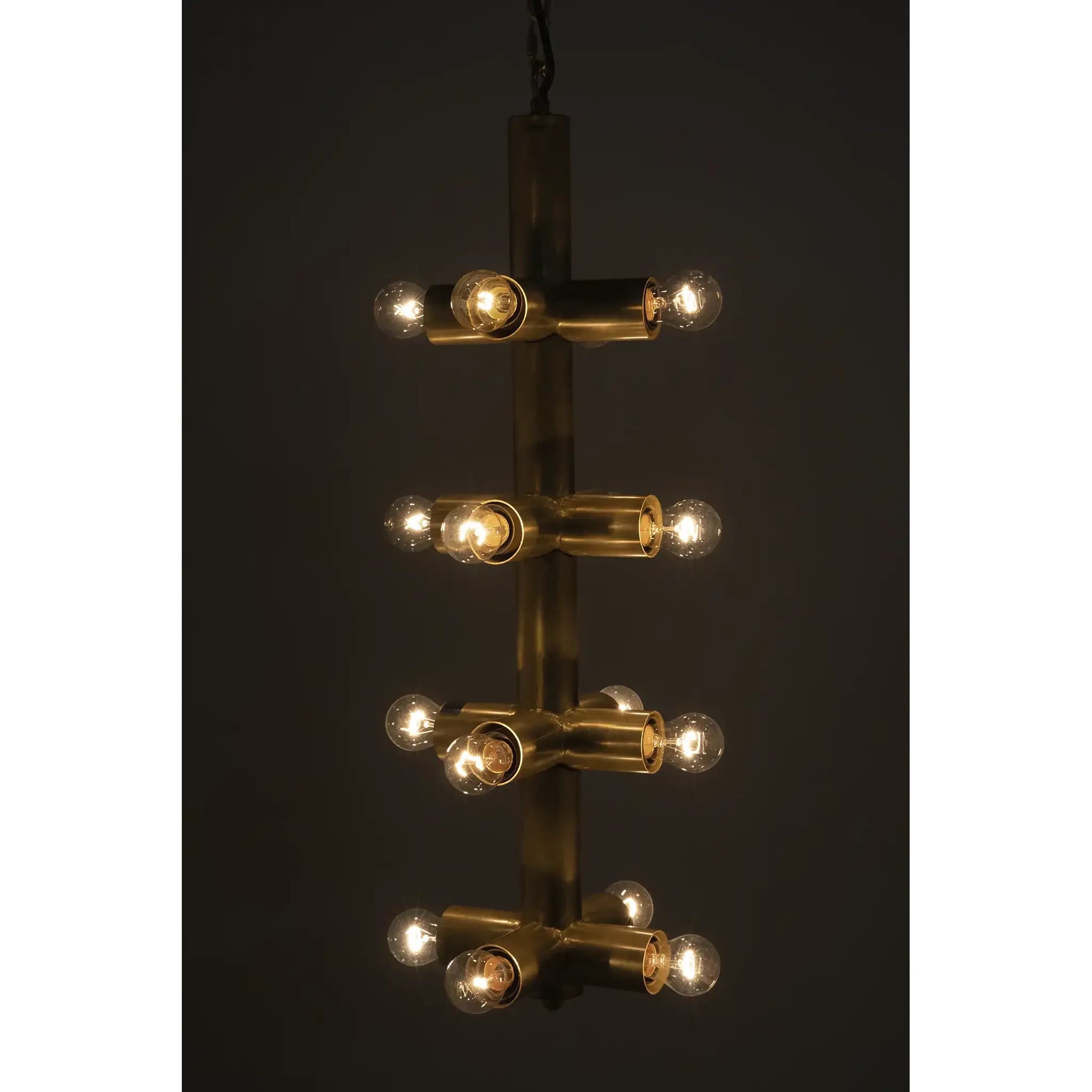 Noir Axe Chandelier, Metal With Brass Finish