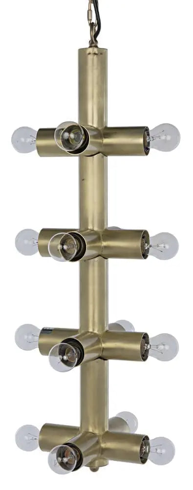 Noir Axe Chandelier, Metal With Brass Finish