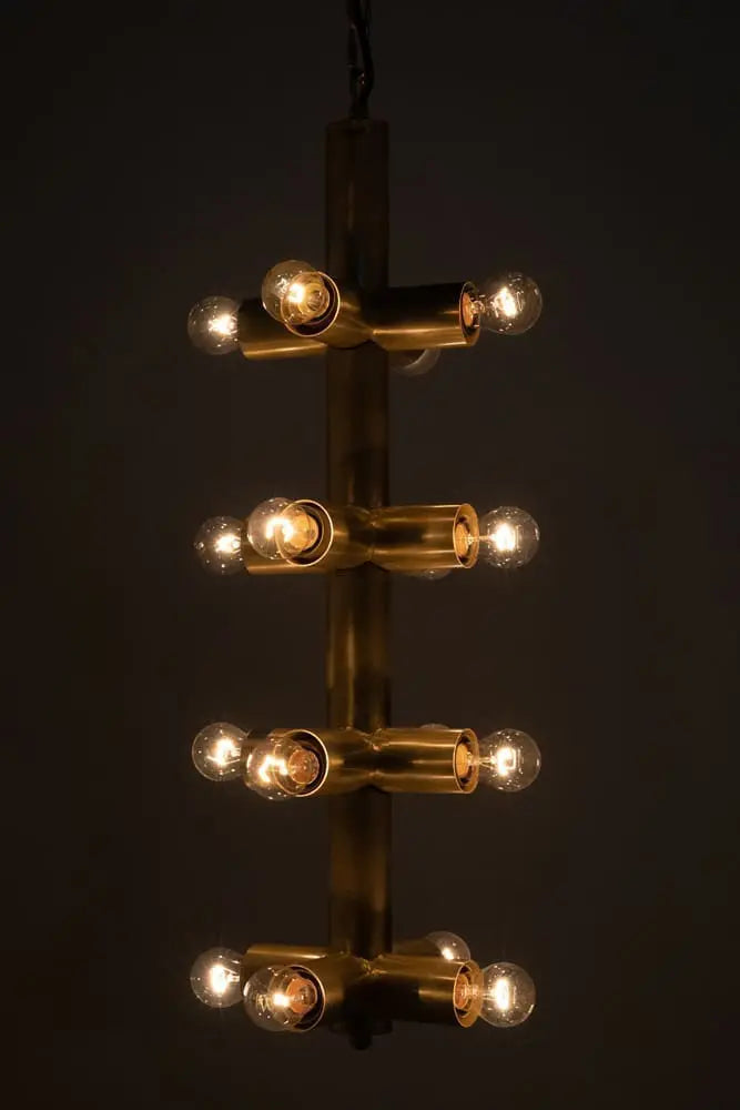 Noir Axe Chandelier, Metal With Brass Finish