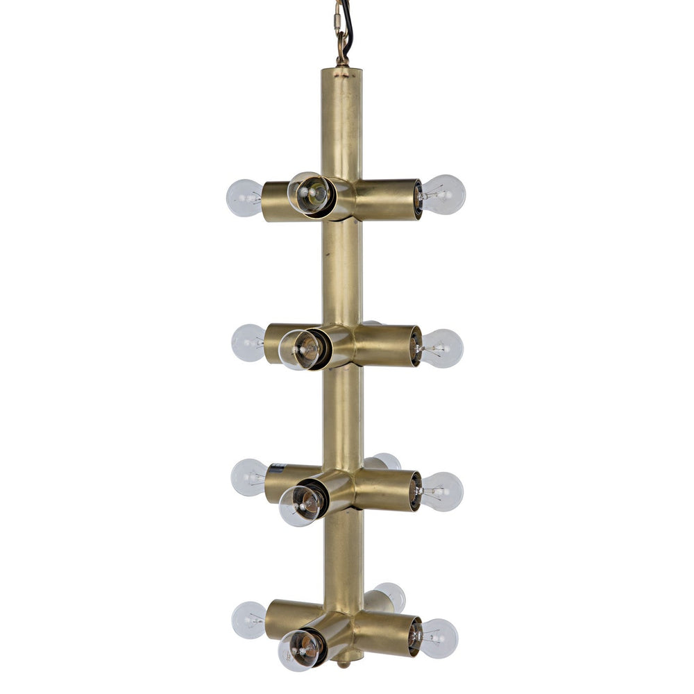 Noir Axe Chandelier, Metal With Brass Finish