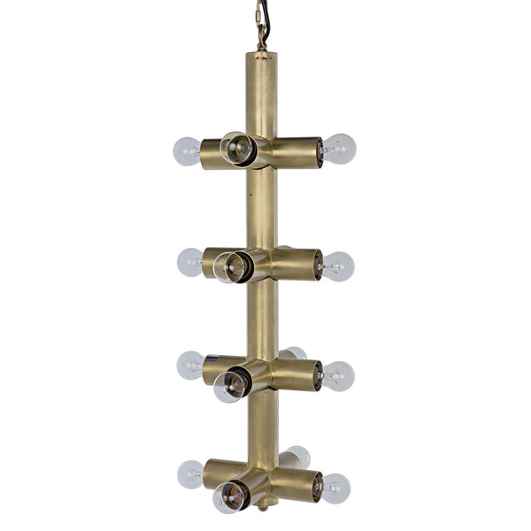 Noir Axe Chandelier, Metal With Brass Finish