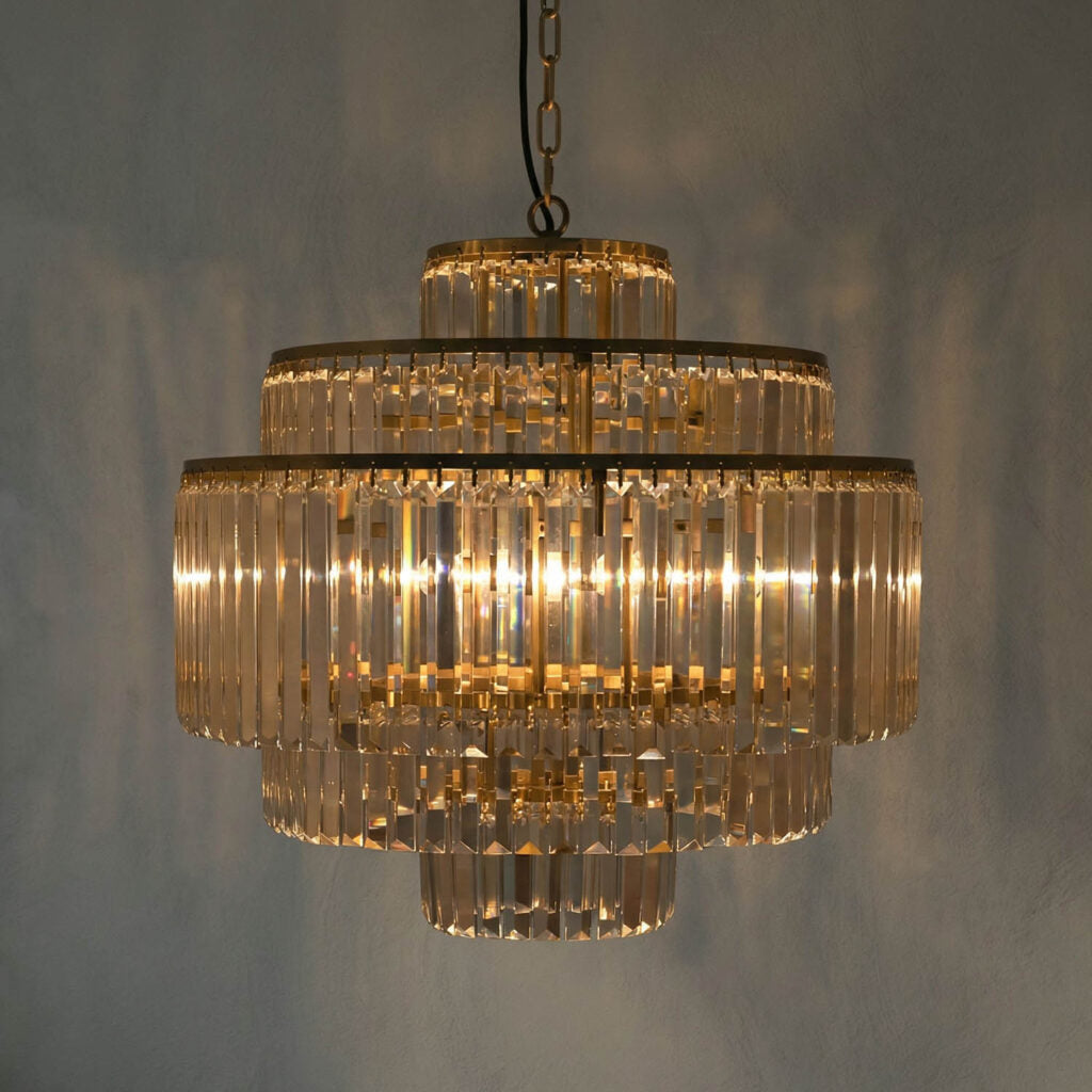 Noir Quintus Chandelier, Metal With Brass Finish