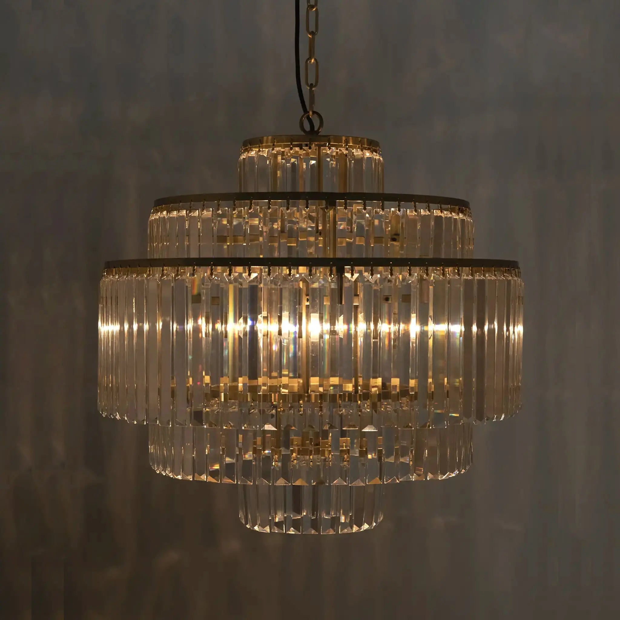 Noir Quintus Chandelier, Metal With Brass Finish