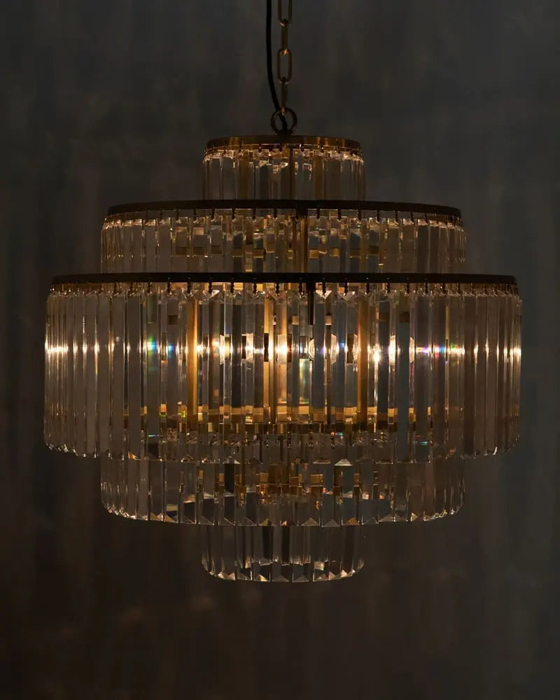 Noir Quintus Chandelier, Metal With Brass Finish