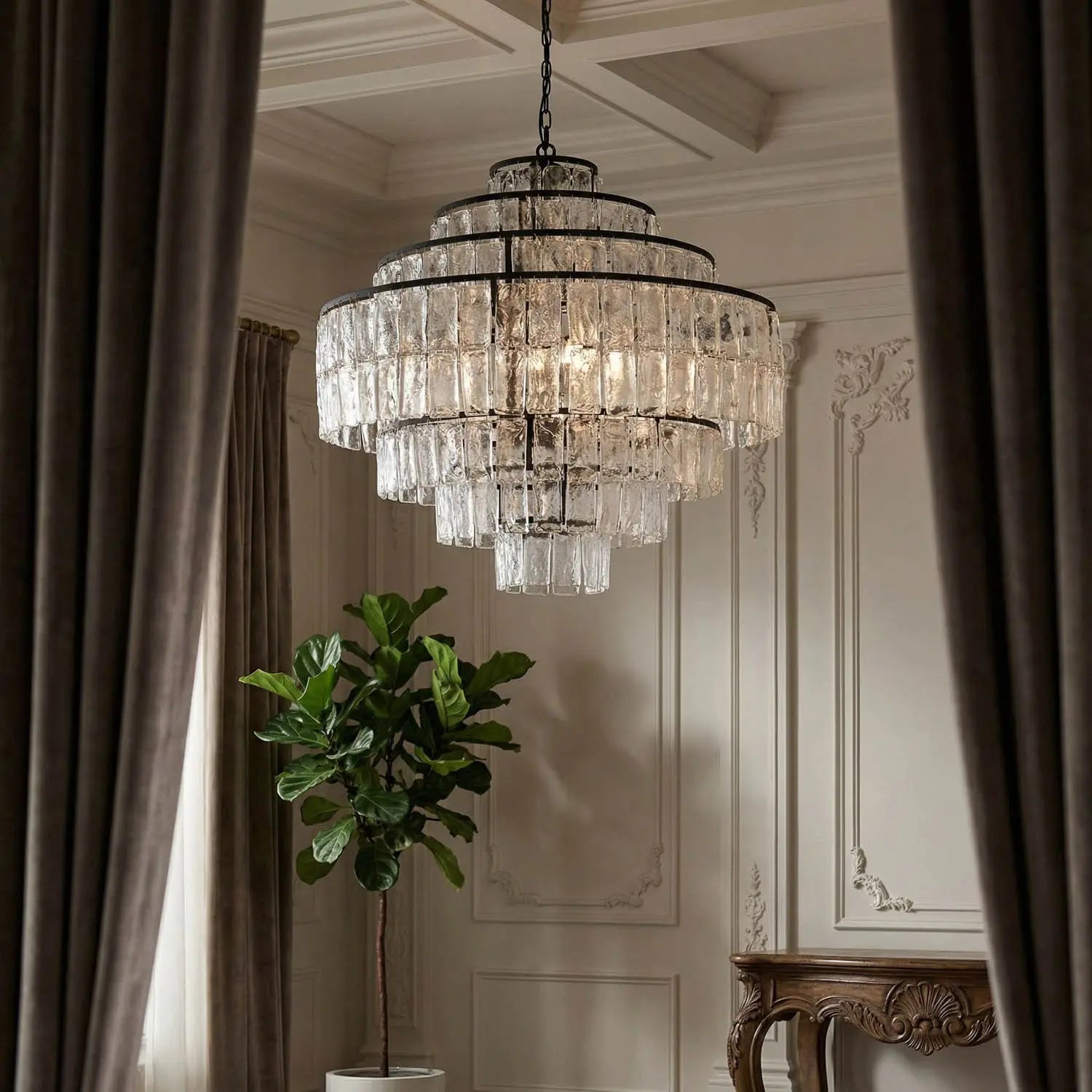 Noir Satellite Chandelier, Black Steel