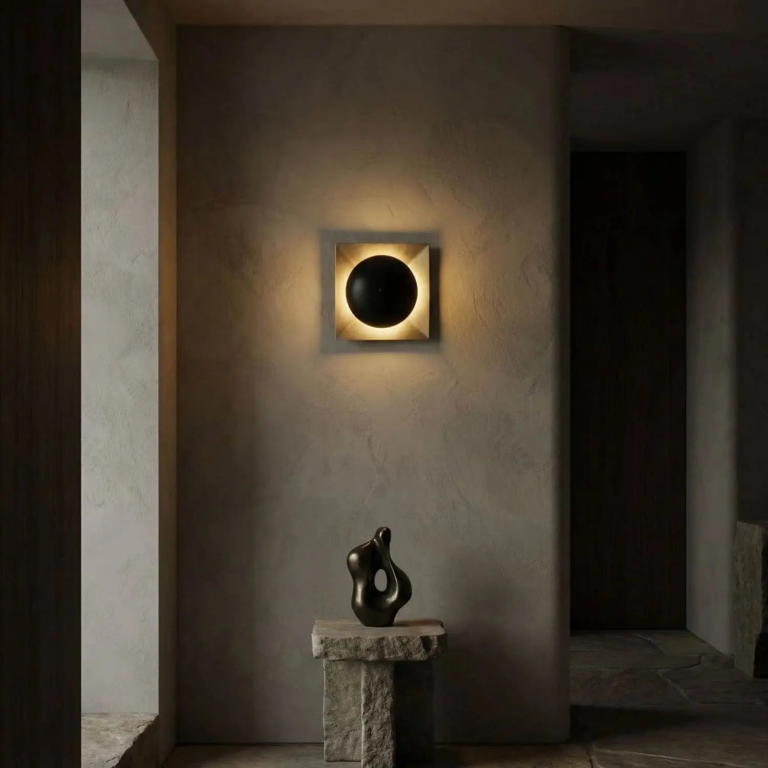 Noir Agila Sconce, Steel With Brass Finish