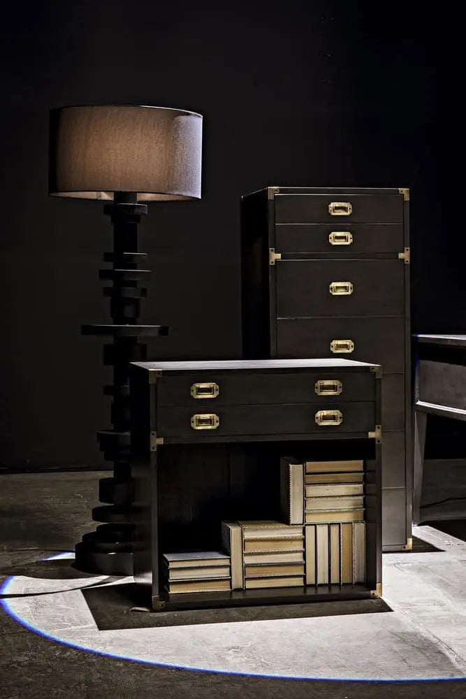 Noir Wilton Floor Lamp With Shade, Black Steel