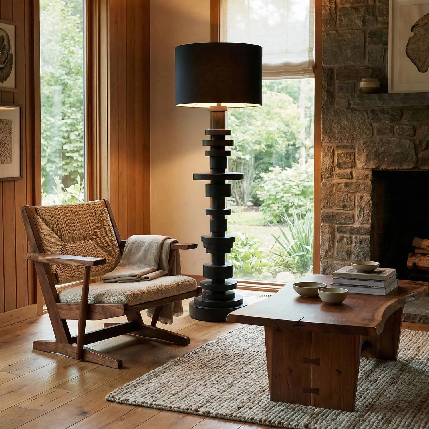 Noir Wilton Floor Lamp With Shade, Black Steel