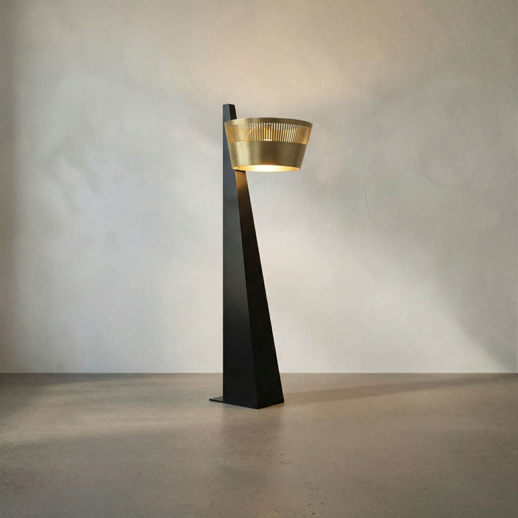 Noir Claudius Floor Lamp, Black Of Brass Finished Steel