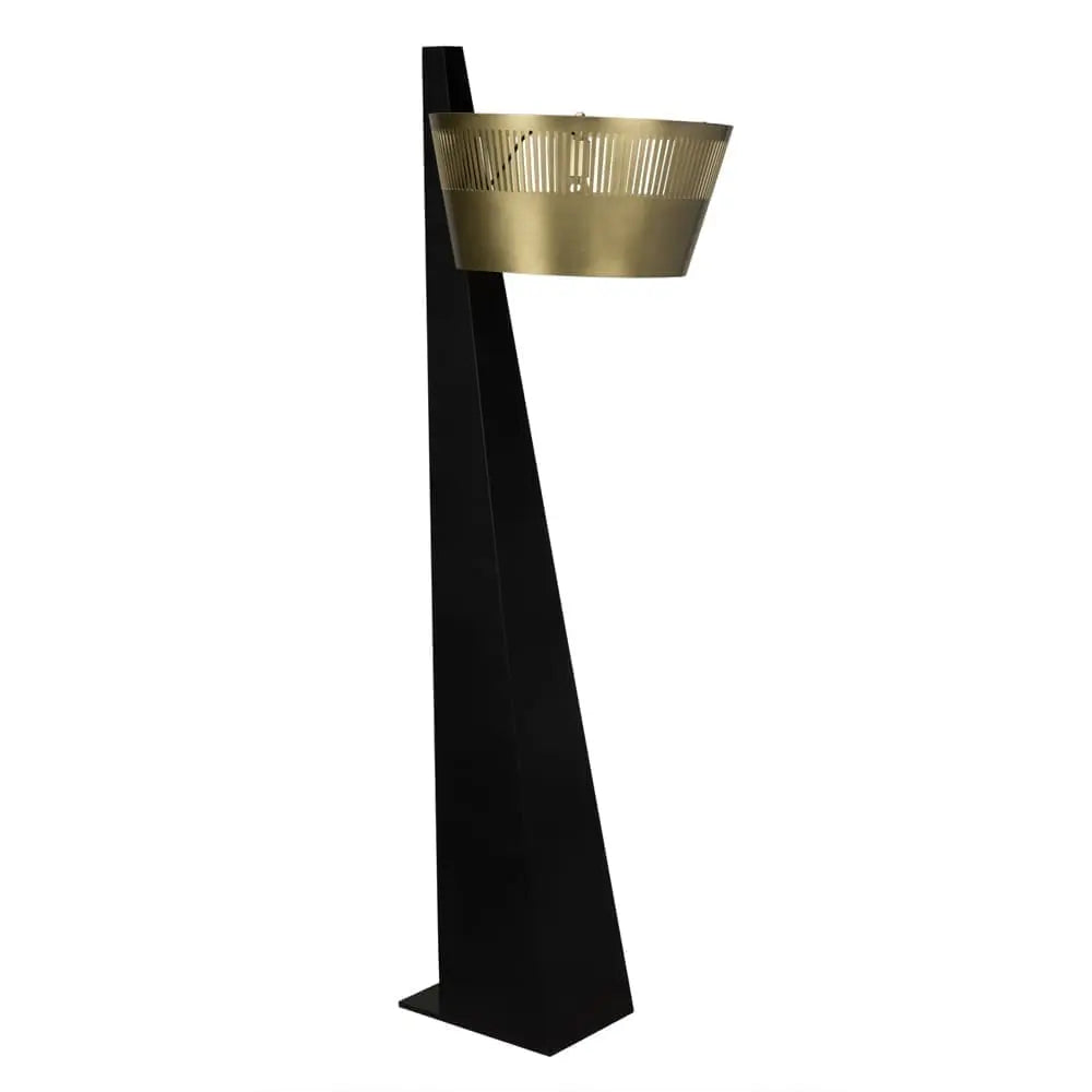 Noir Claudius Floor Lamp, Black Of Brass Finished Steel