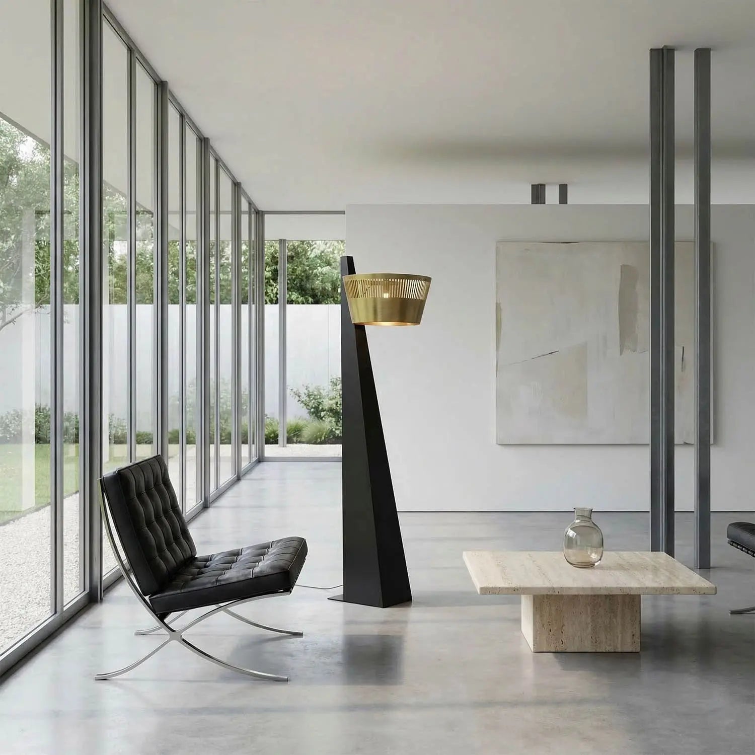 Noir Claudius Floor Lamp, Black Of Brass Finished Steel