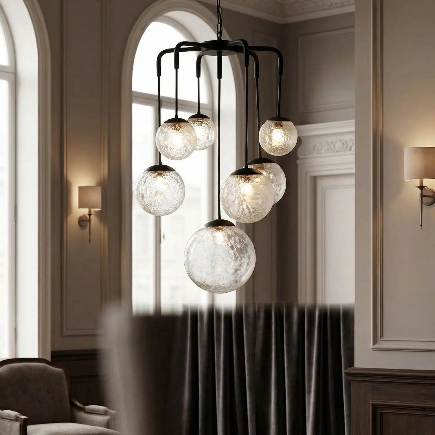 Noir Artemis Chandelier, Steel With Black Finish