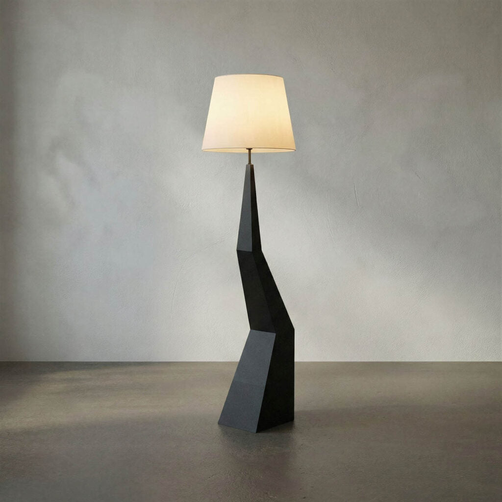 Noir Rhombus Floor Lamp With Shade, Black Metal