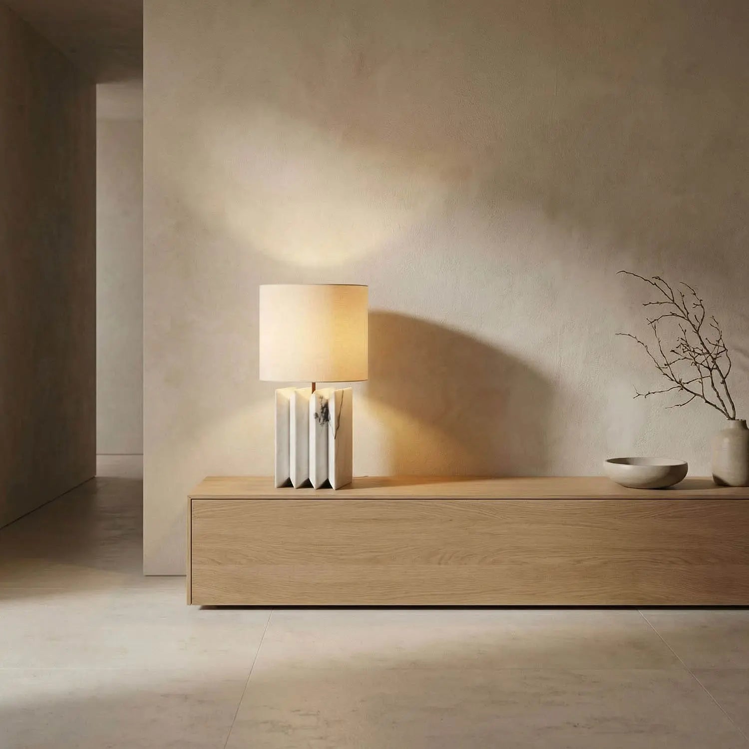 Noir Jman Lamp With Silk Shade