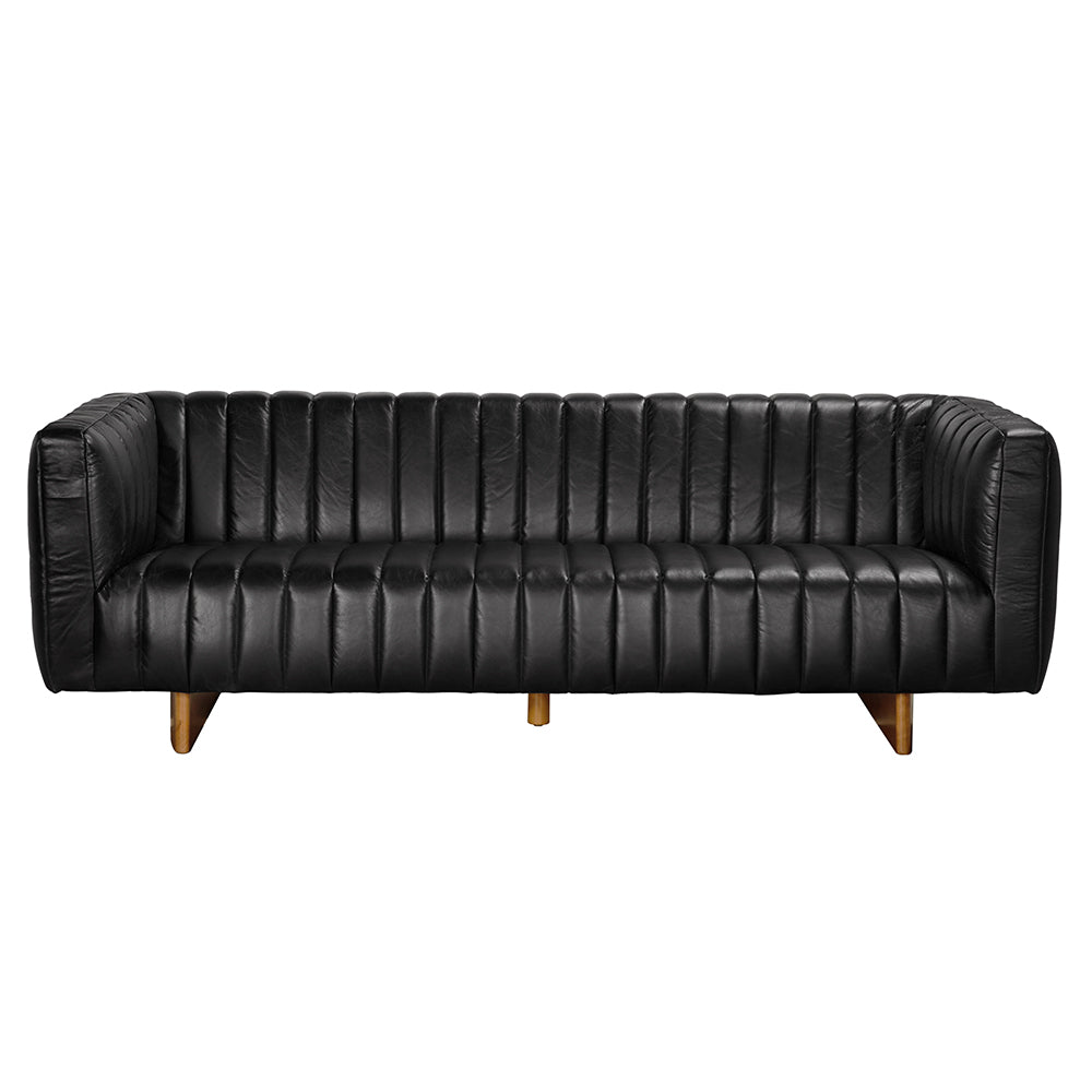 Noir Khann Sofa, Ebony Black Leather