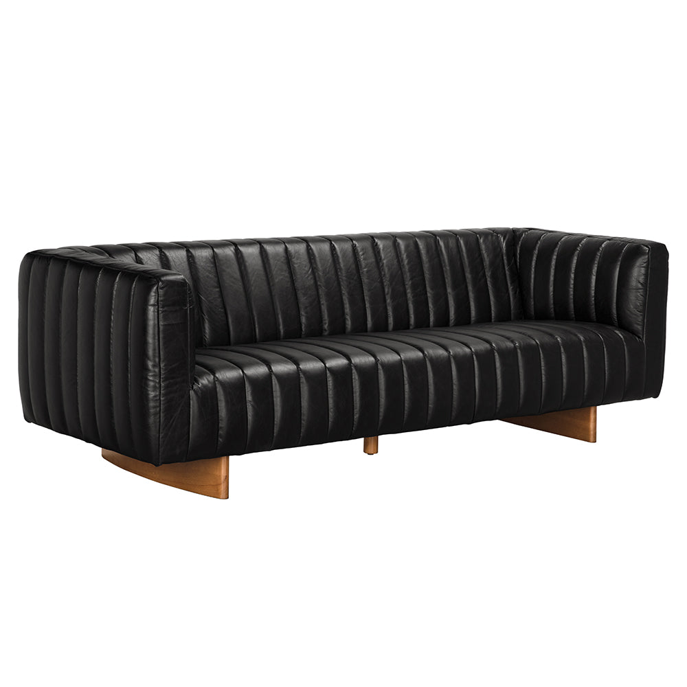 Noir Khann Sofa, Ebony Black Leather