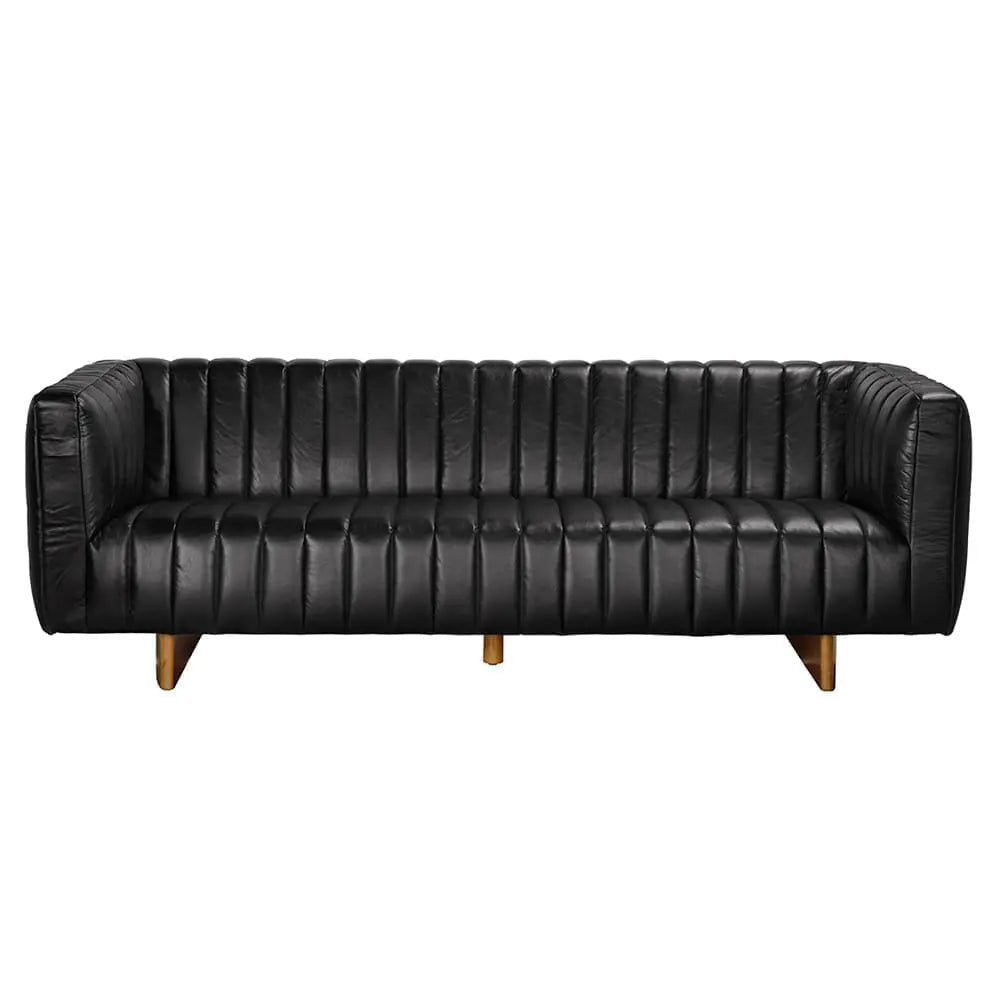 Noir Khann Sofa, Ebony Black Leather