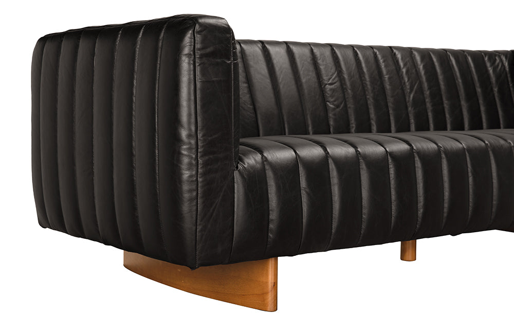 Noir Khann Sofa, Ebony Black Leather