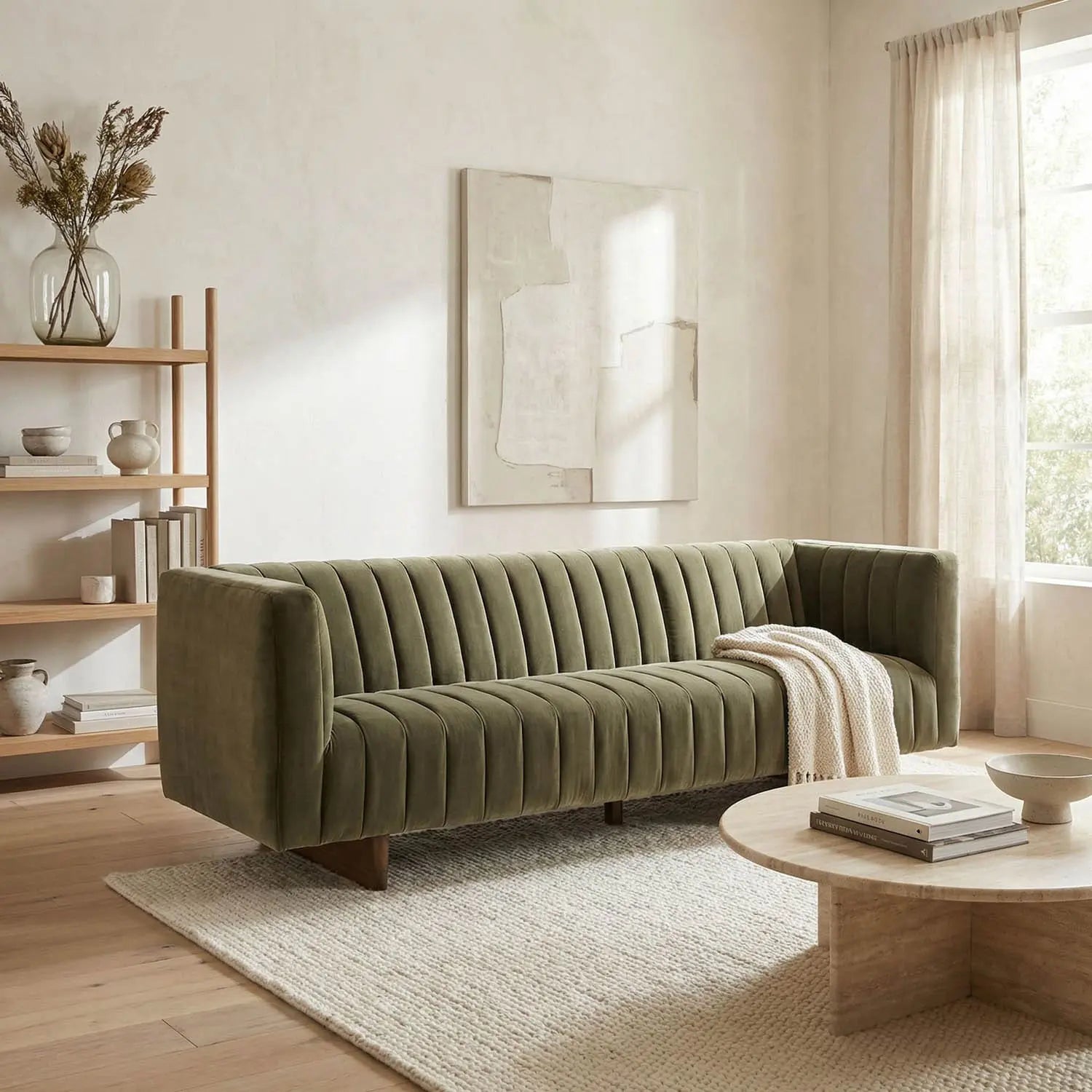 Noir Khann Sofa, Green Performance Velvet