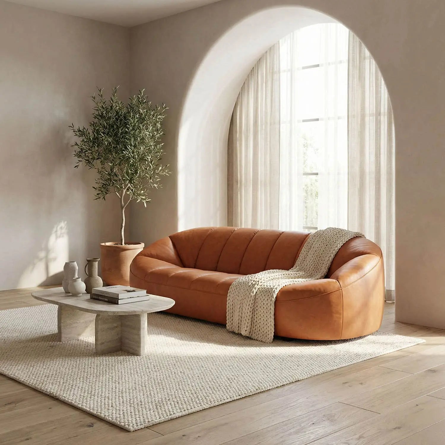 Noir Amadeus Sofa, Roman Red Leather
