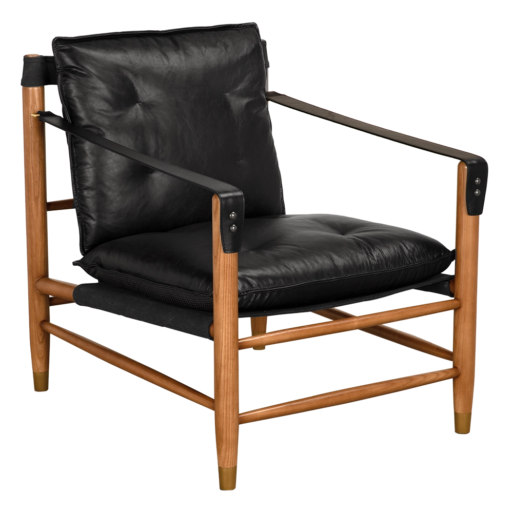Noir Luther Chair, Ebony Black Leather