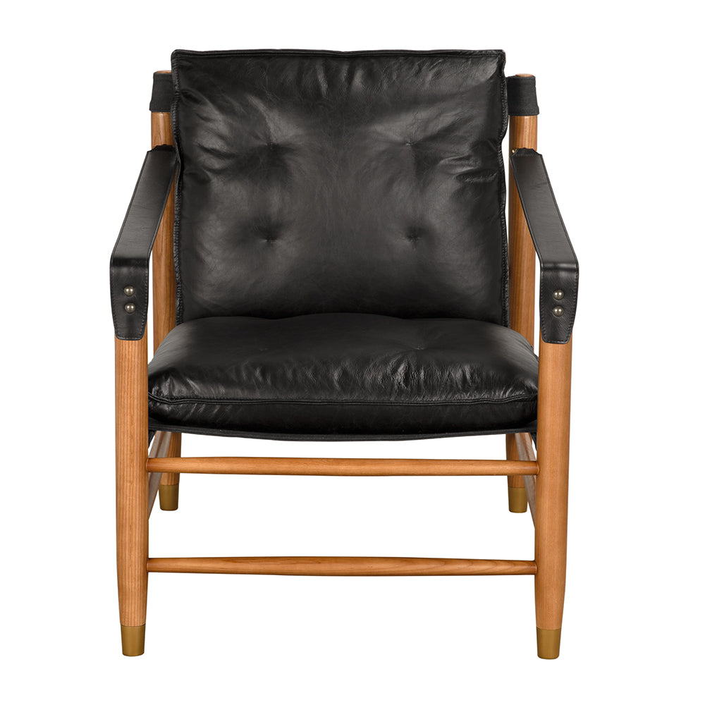 Noir Luther Chair, Ebony Black Leather
