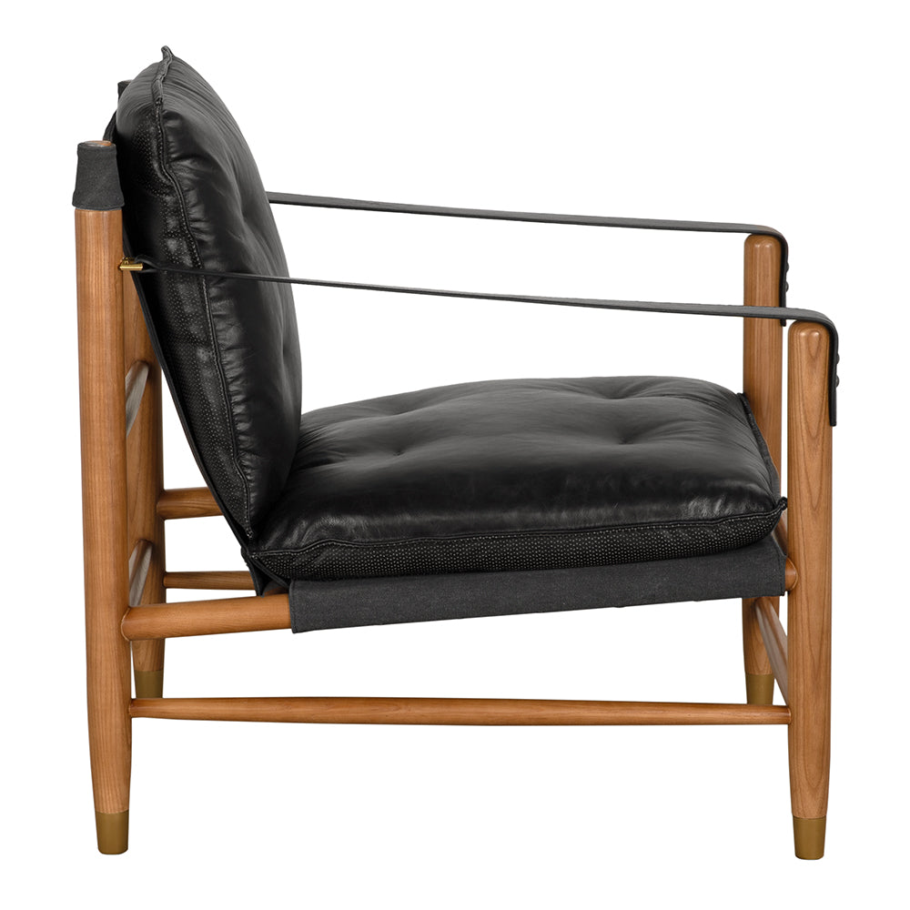 Noir Luther Chair, Ebony Black Leather